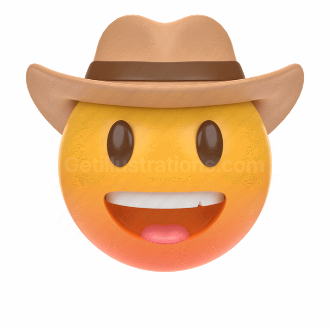 emoticon, emoji, sticker, face, cowboy, hat, center